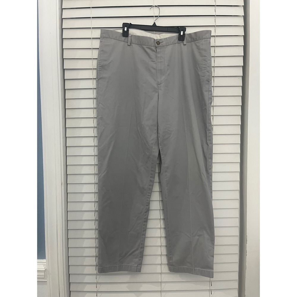 LL Bean Classic Fit Chino Pants Mens 42x34 Light Gray 100% Cotton Twill Trousers